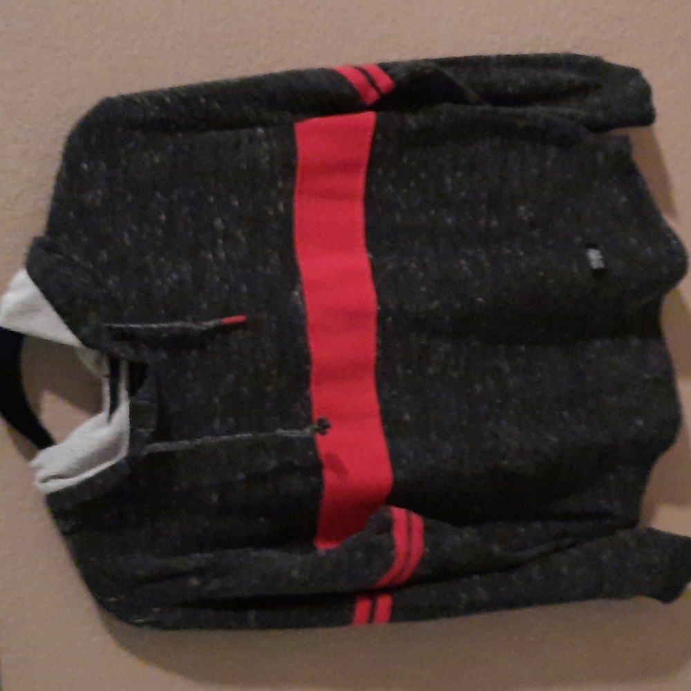Back and red hoodie